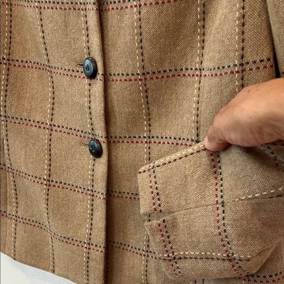 Kasper Women's 10P Fully Lined Wool Brown Checkered Blazer NWOT - Picture 6 of 7